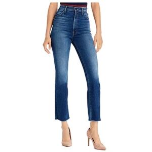MOTHER The Hustler Ankle Fray in Night Clubbing Medium Blue Wash Size 27